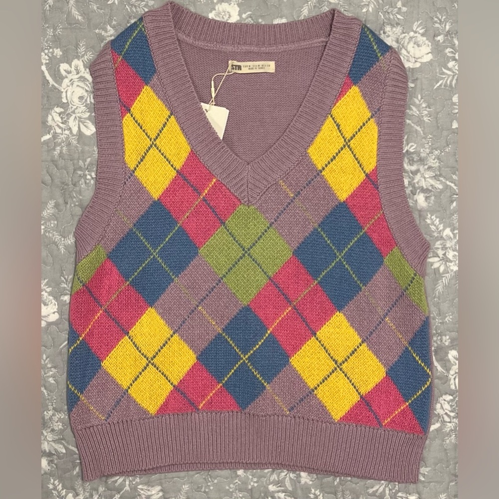 Stradivarius Argyle Sweater Vest